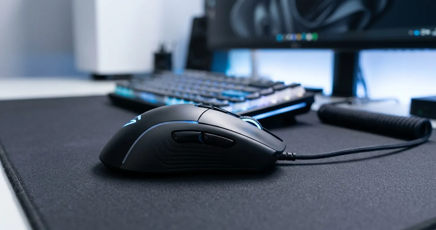 Configurar botones adicionales del mouse en Windows 10 y 11 - mouse gaming con botones laterales sobre escritorio