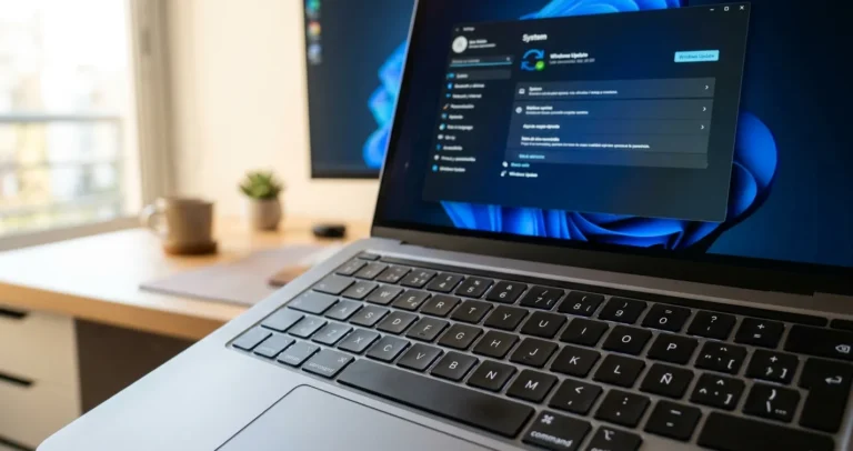 Teclado español latinoamericano en Windows 10 - laptop con tecla ñ y configuración de idioma visible