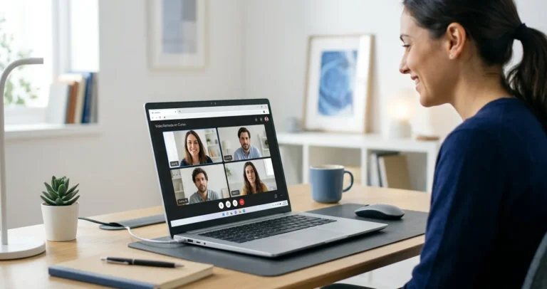 Configurar cámara de WhatsApp Web en una laptop con videollamada activa en el navegador