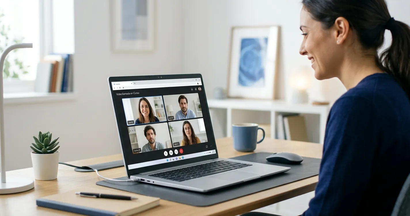 Configurar cámara de WhatsApp Web en una laptop con videollamada activa en el navegador