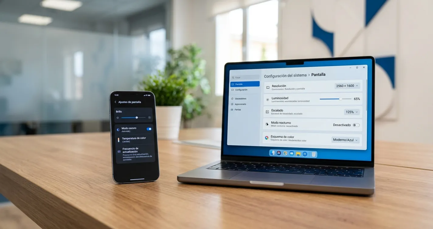 Configurar tiempo de encendido de la pantalla en un smartphone Android y una laptop con Windows