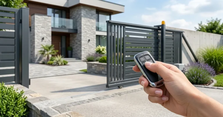 Configurar control remoto de portón eléctrico apuntando a un portón automático residencial