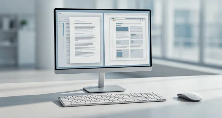Pantalla dividida Windows 10 y 11: dos ventanas ancladas lado a lado en el escritorio de una notebook